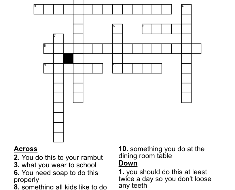 Daily Routine Crossword WordMint
