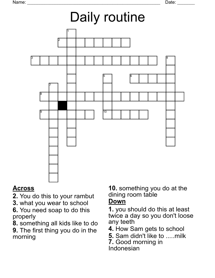 Daily Routine Crossword WordMint