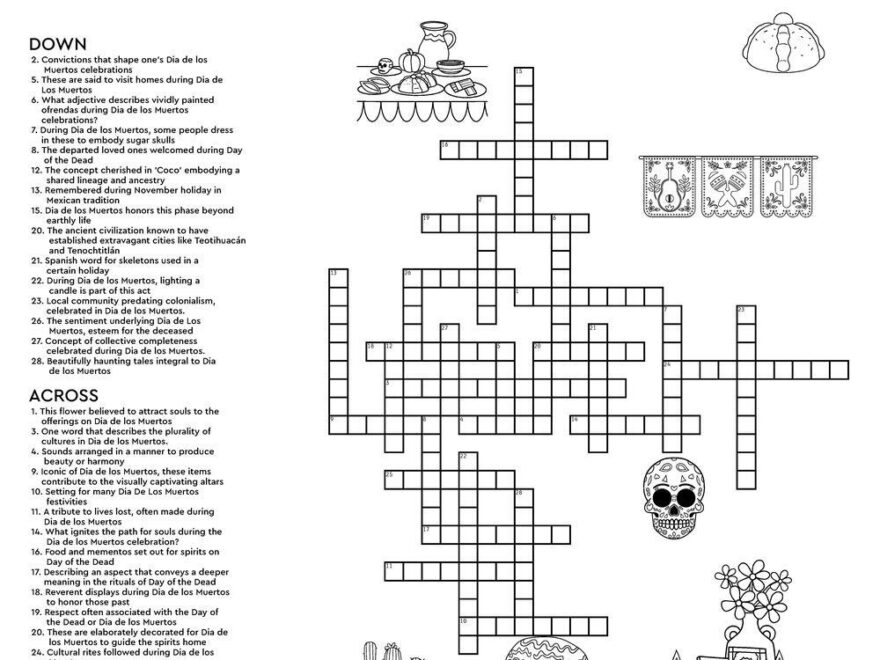Day Of The Dead Crossword Beeloo Printable Crafts And Activities For Kids