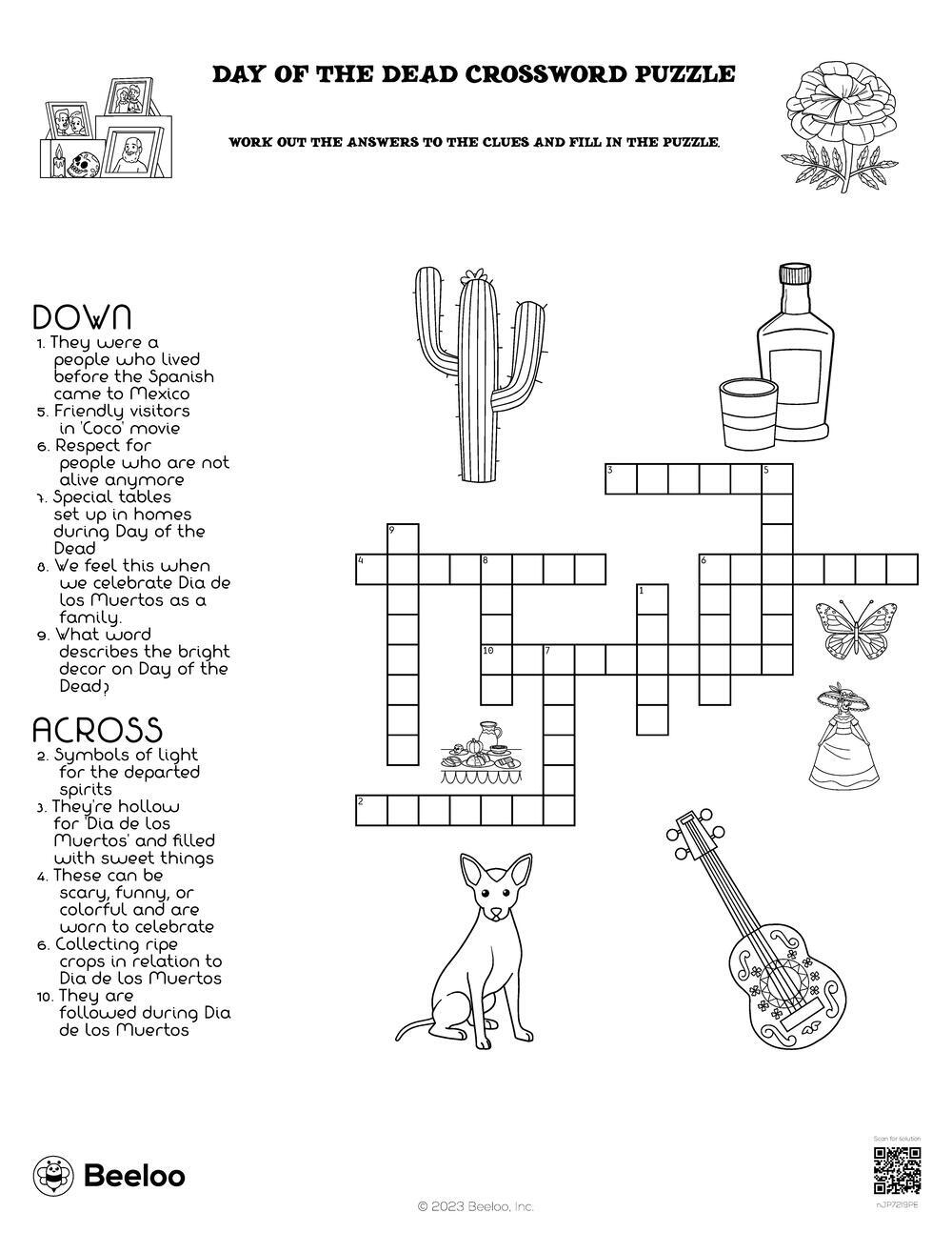 Day Of The Dead Crossword Puzzle Beeloo Printable Crafts And Activities For Kids Day Of The Dead Crossword Puzzle Beeloo Printable Crafts And Activities For Kids