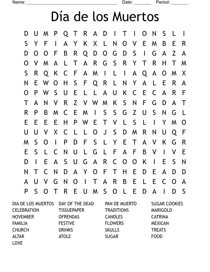 Day Of The Dead Crossword WordMint Day Of The Dead Crossword WordMint