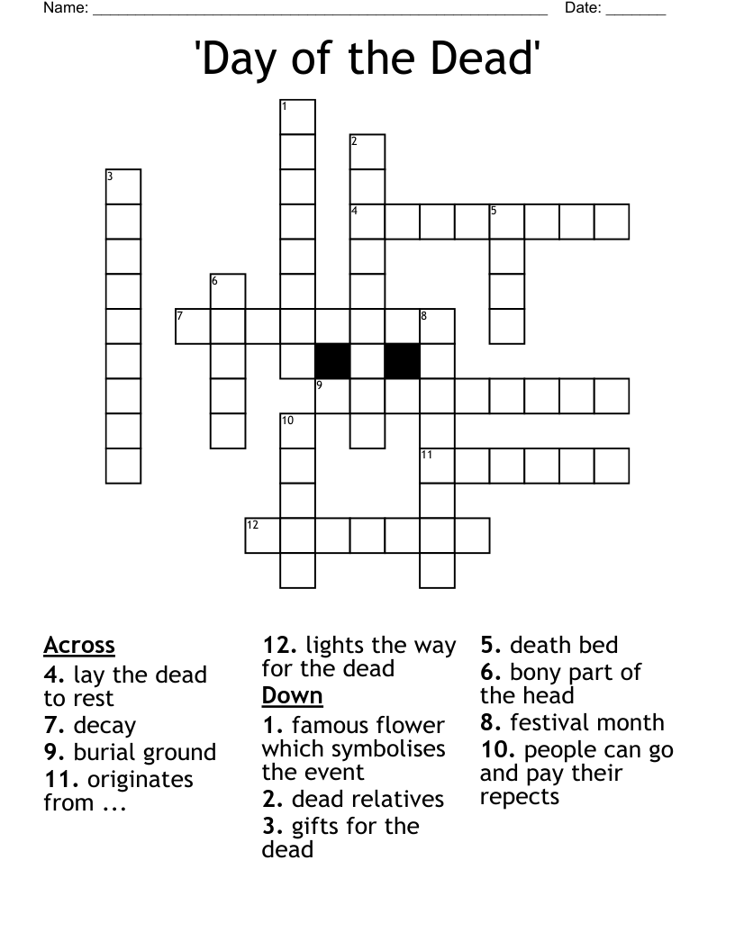 Day Of The Dead Crossword WordMint Day Of The Dead Crossword WordMint
