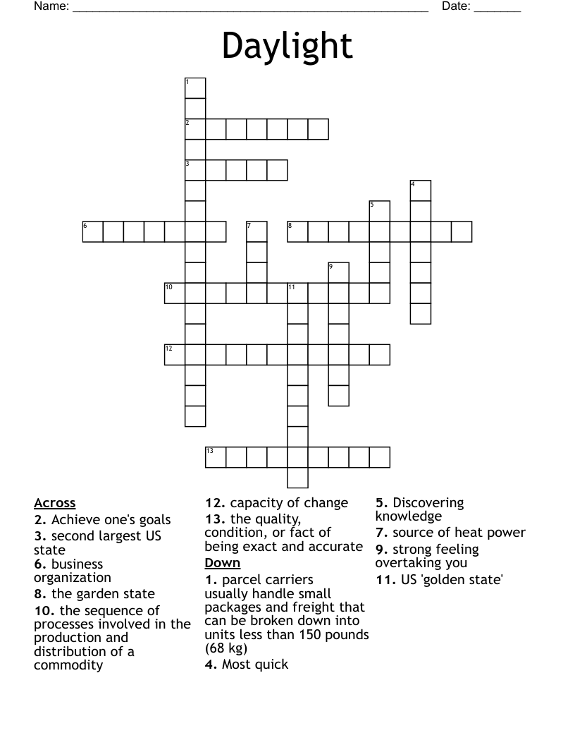 Daylight Crossword WordMint