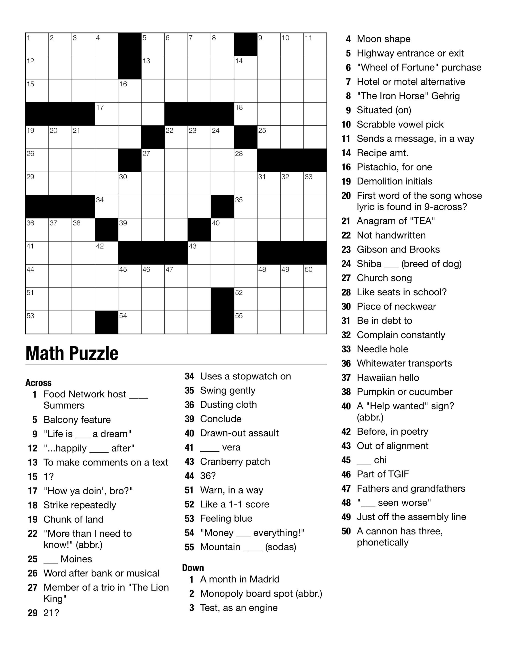 Dell Easy Crossword Puzzles Printable Printable Dell Easy Crossword Puzzles Printable Printable