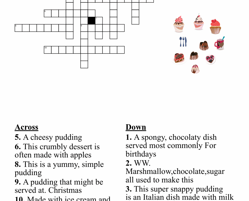 Desserts Crossword WordMint
