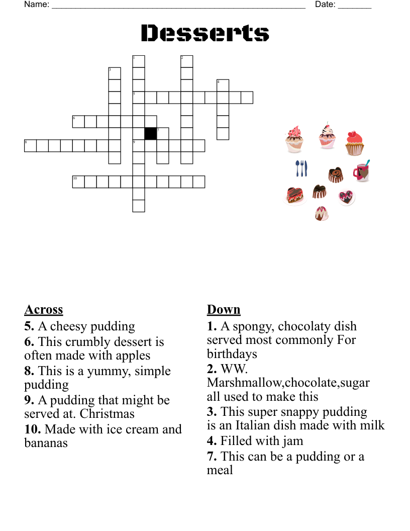 Desserts Crossword WordMint Desserts Crossword WordMint
