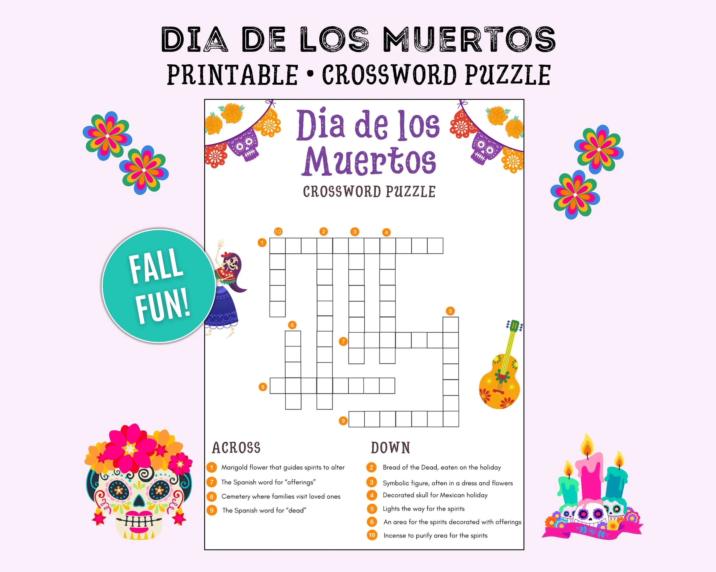 Day Of The Dead Crossword Printable Day Of The Dead Crossword Printable
