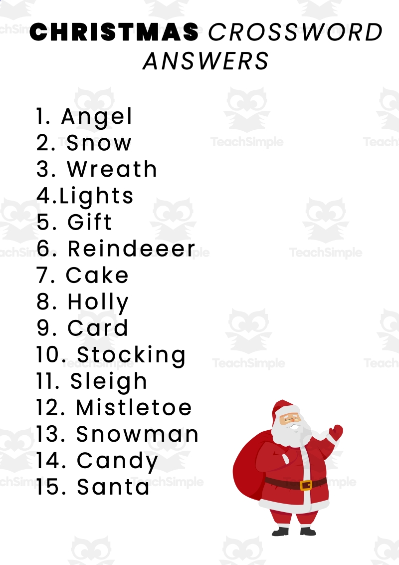 Esl Christmas Crossword Puzzle Printable