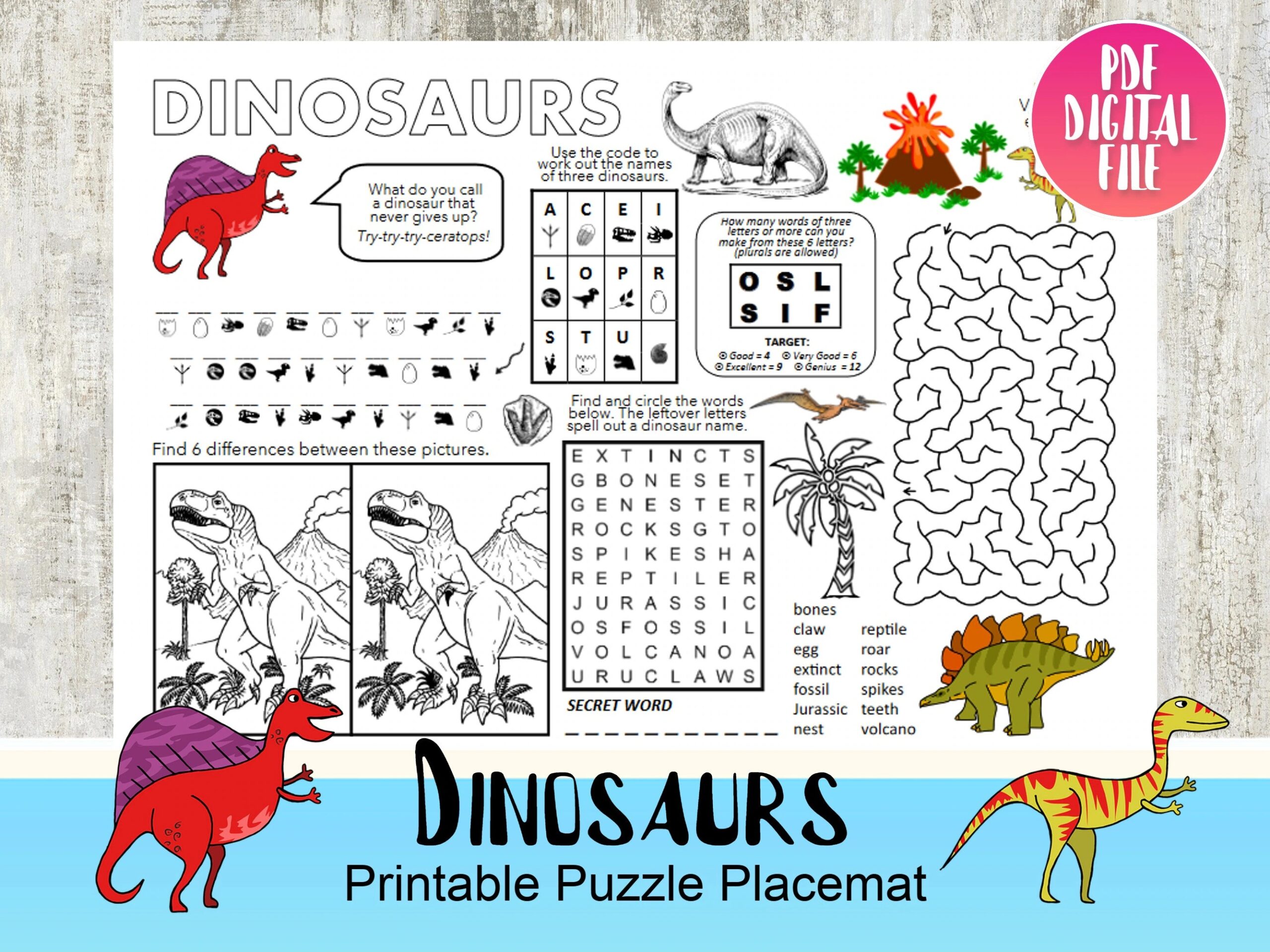Jurassic Crossword Puzzles Printable