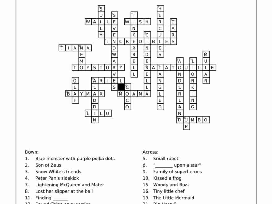Disney Crossword Puzzles For Kids Villains And Heroes Party Ideas For Real People