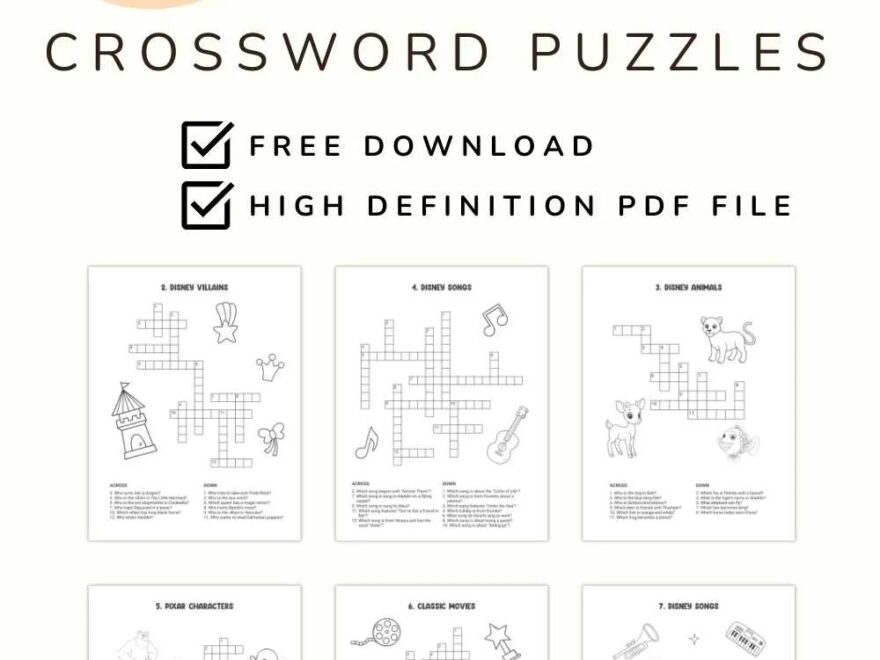 Disney Crossword Puzzles Printable Free Fun Educational
