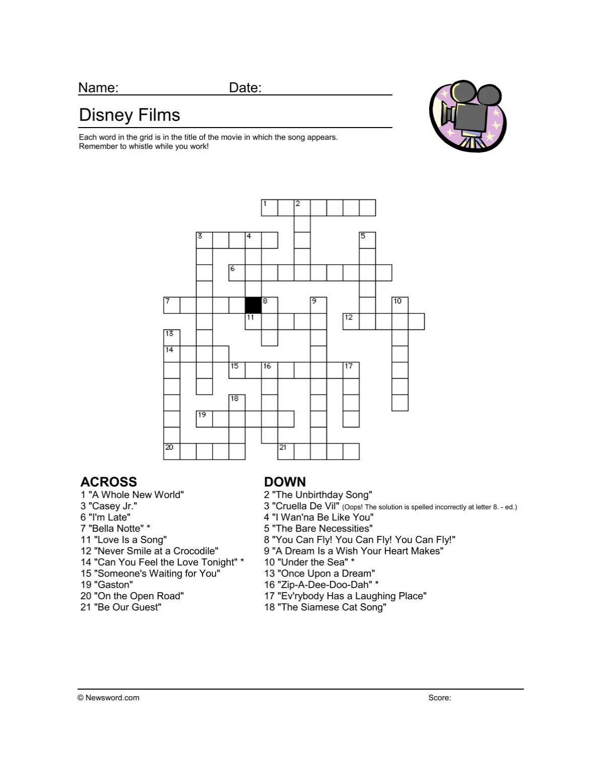 Disney Films 179KB 1 Crossword Newsword Disney Films 179KB 1 Crossword Newsword