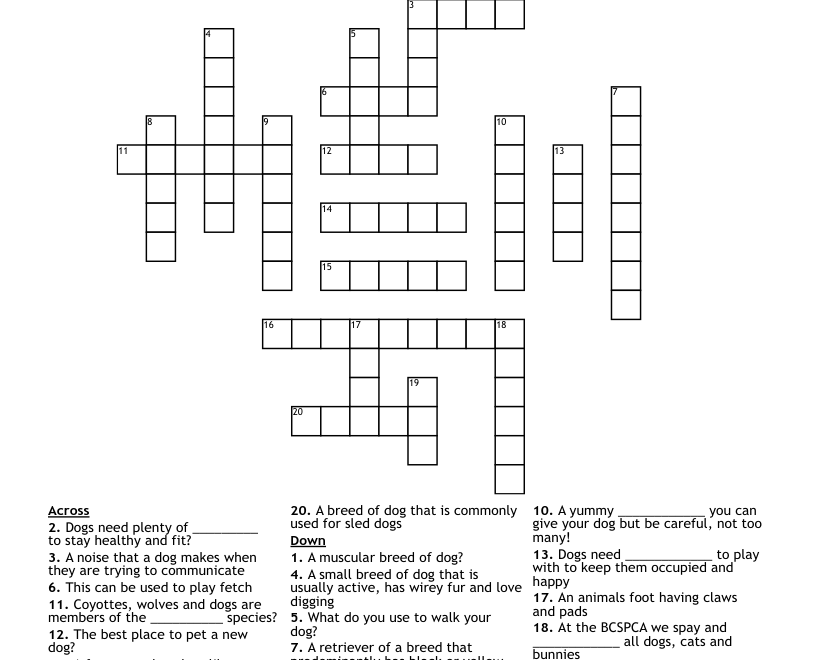 Dogs Crossword WordMint