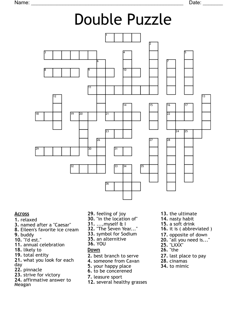 Double Puzzle Crossword WordMint Double Puzzle Crossword WordMint
