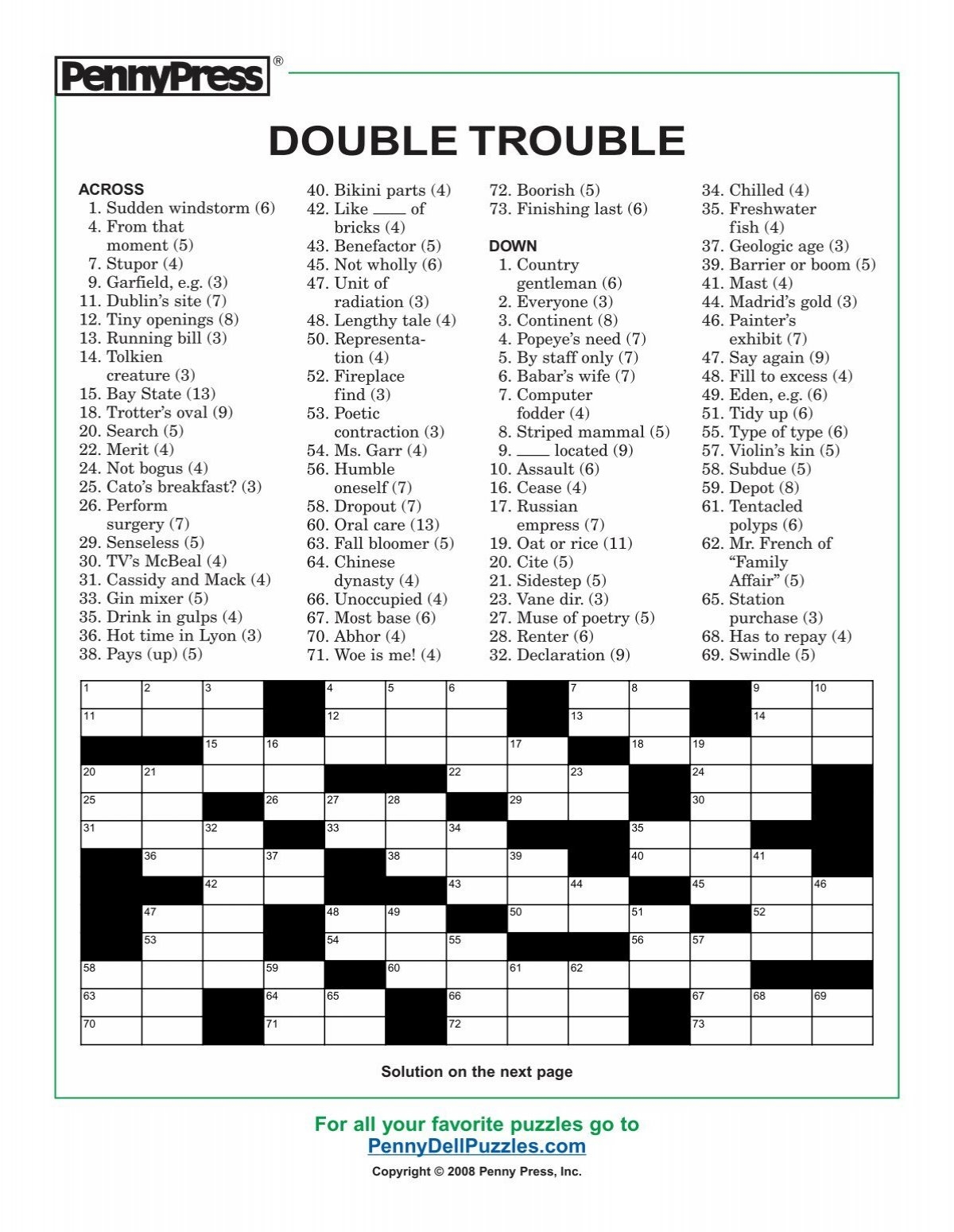Double Trouble PennyDellPuzzles Double Trouble PennyDellPuzzles