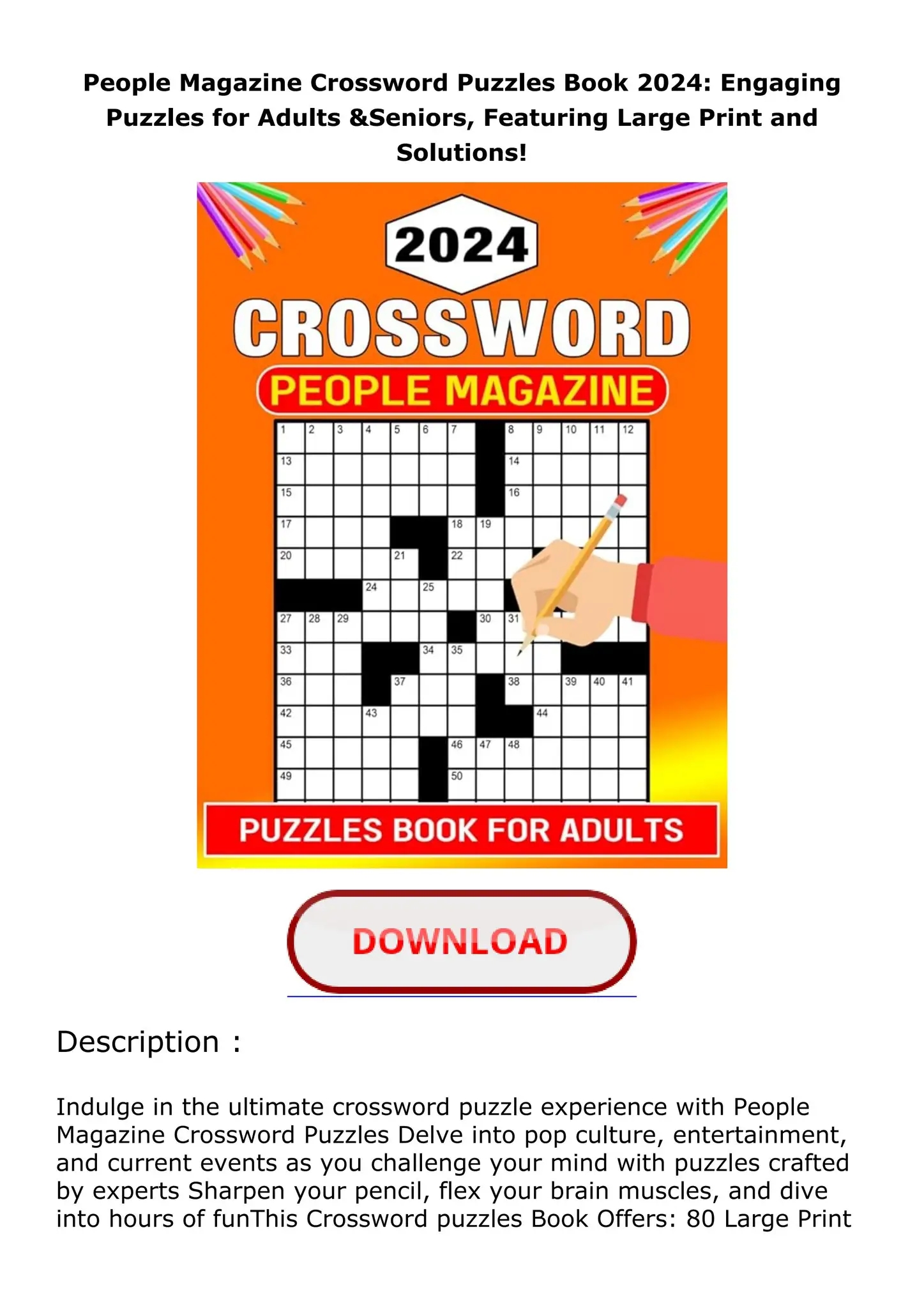 Large Print Printable Crossword Puzzles Large Print Printable Crossword Puzzles