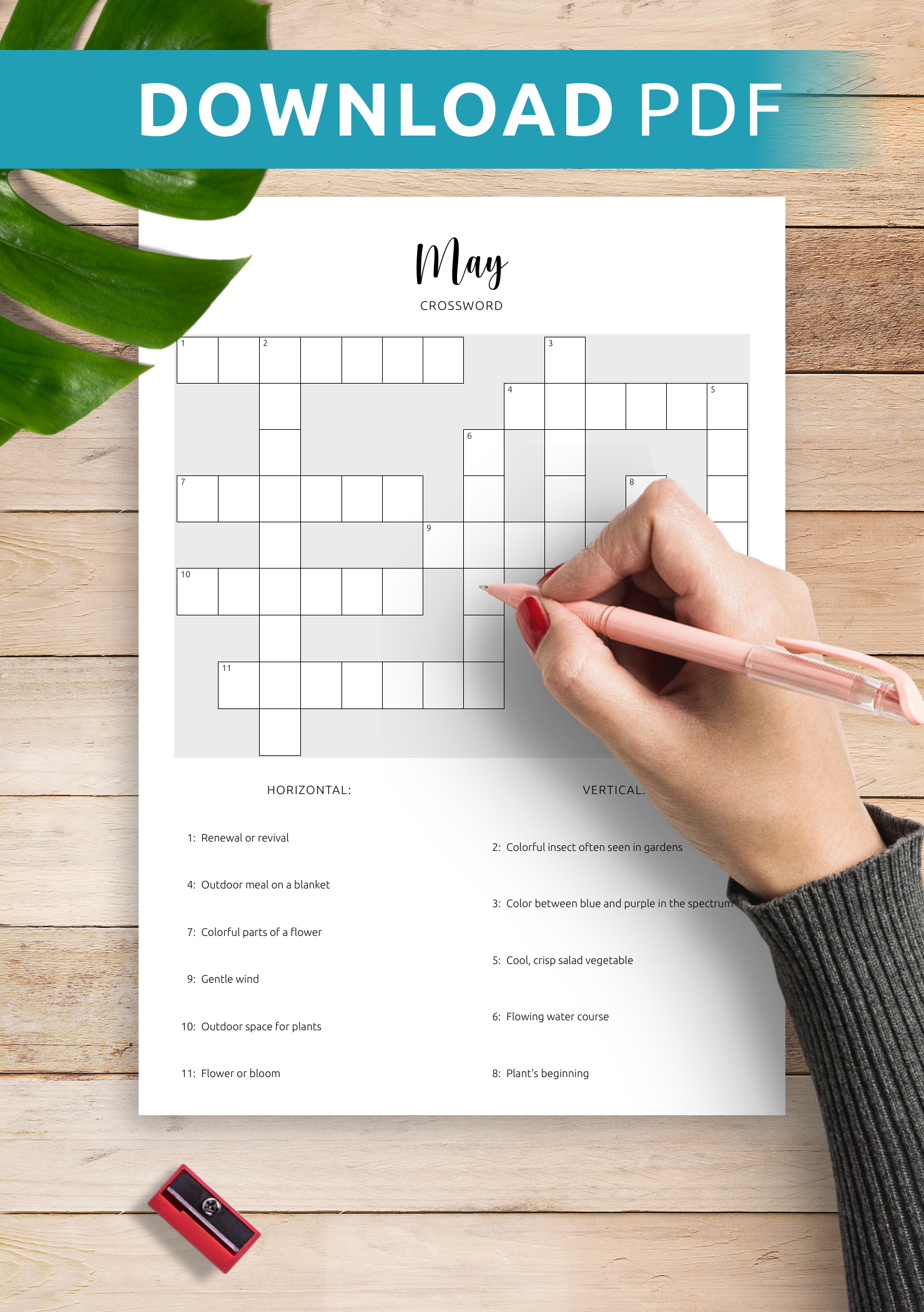 Download Printable May Crossword Puzzle PDF Spring Into Puzzles