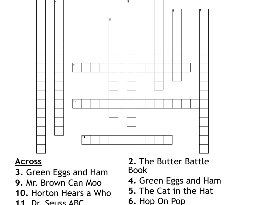 Dr Seuss Books Crossword WordMint