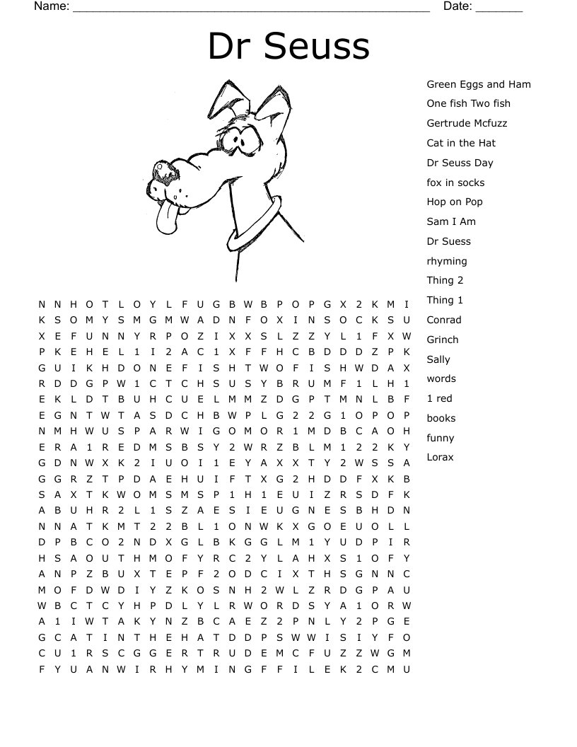 Dr Seuss Word Search WordMint Dr Seuss Word Search WordMint