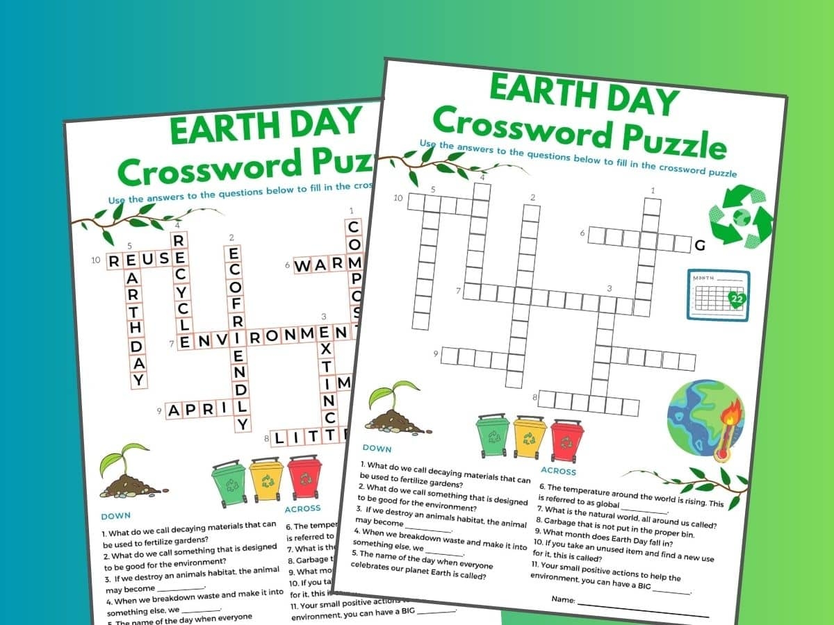 Earth Day Activity Earth Day Crossword Puzzle