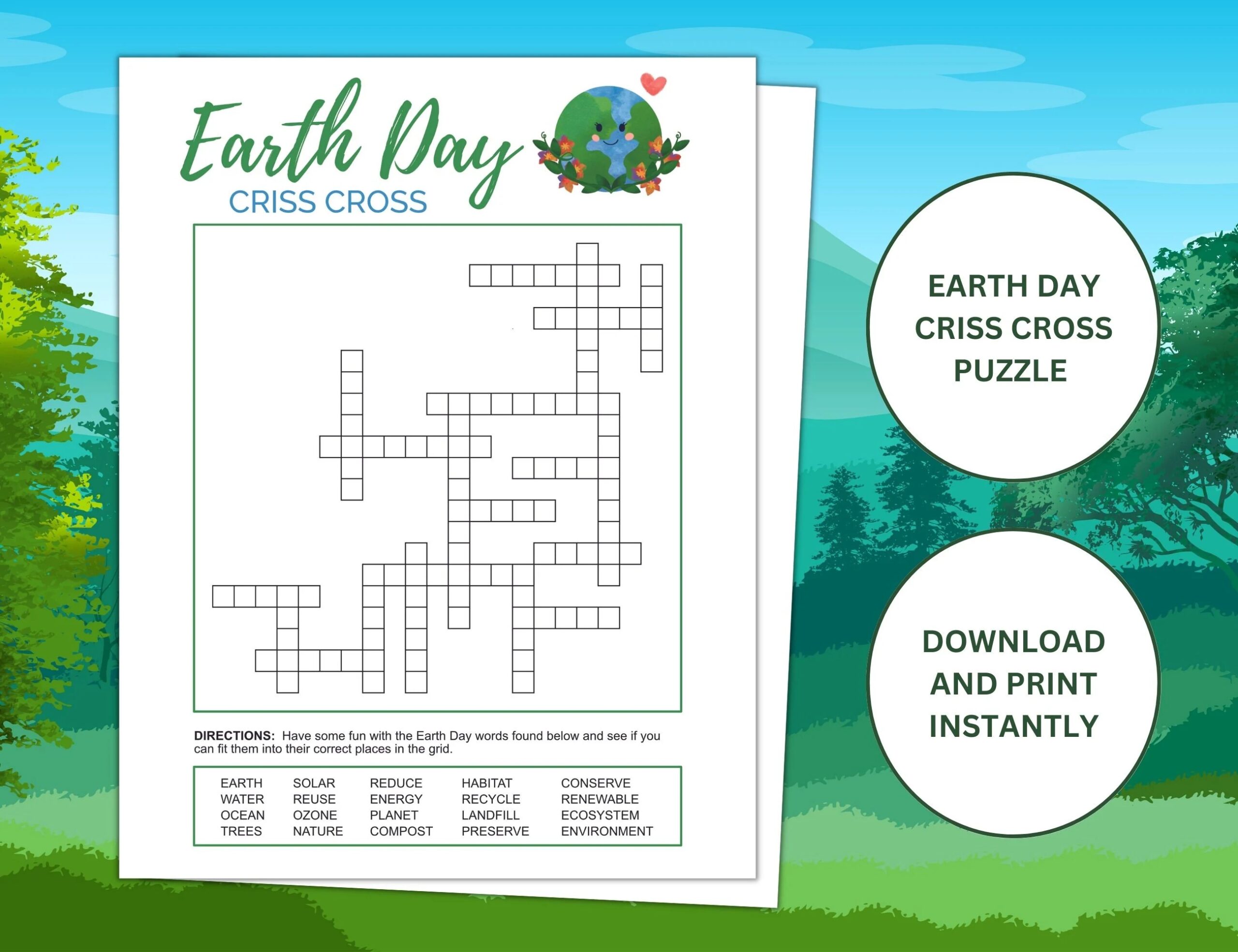 Earth Day Crossword Puzzle Printable Earth Day Crossword Puzzle Printable