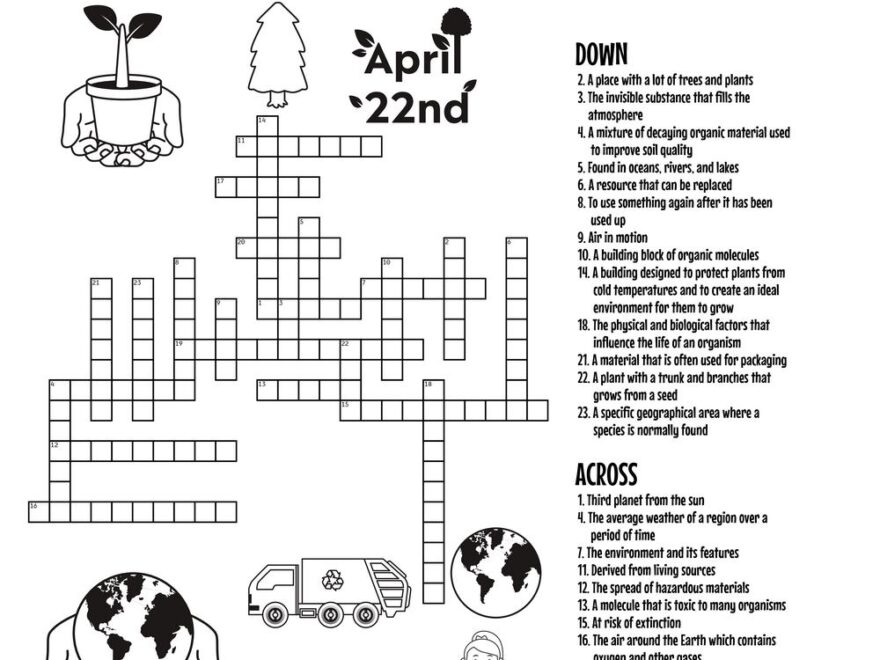 Earth Day Crossword Puzzle Beeloo Printable Crafts And Activities For Kids