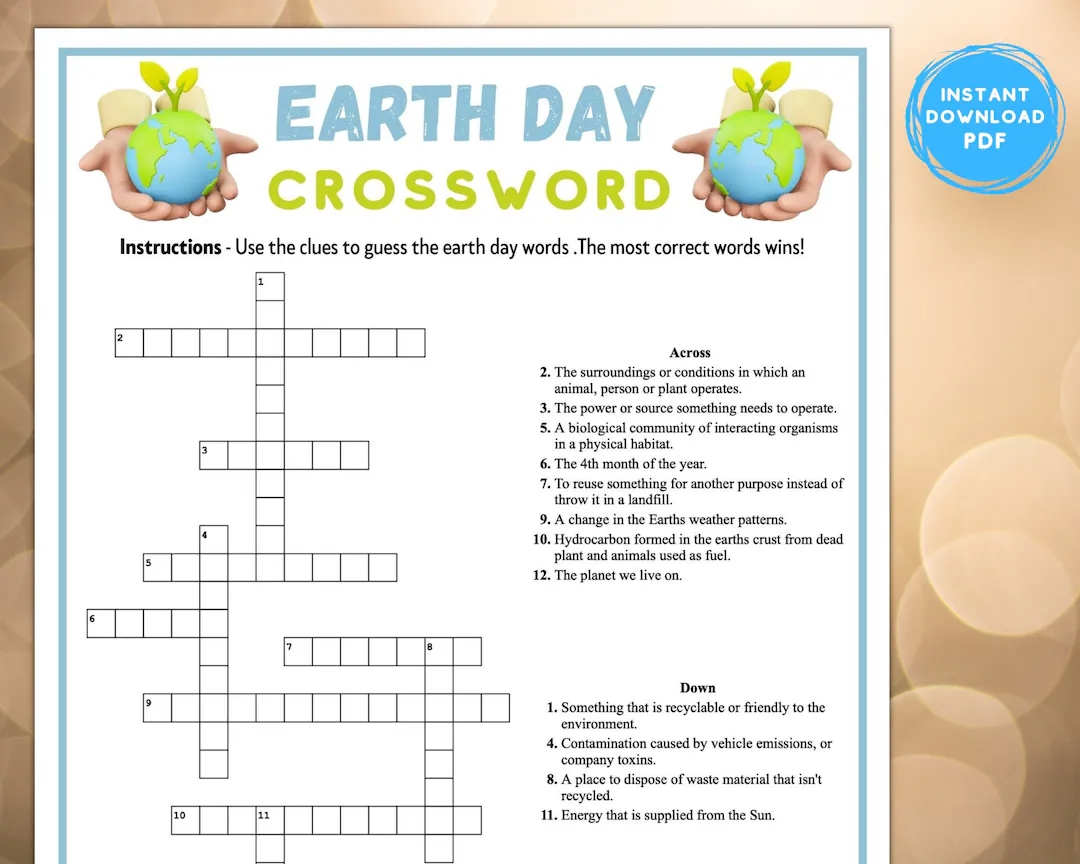 Earth Day Crossword Puzzle Printable Third Grade Earth Day Crossword Puzzle Printable Third Grade
