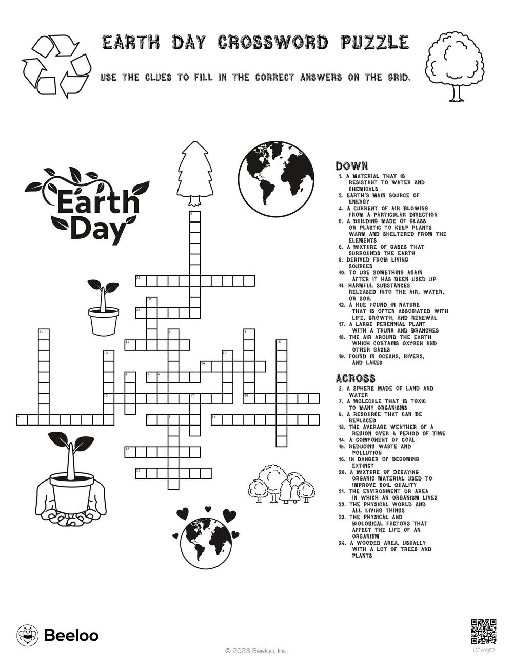 Earth Day themed Crossword Puzzles Beeloo Printable Crafts And Activities For Kids Earth Day themed Crossword Puzzles Beeloo Printable Crafts And Activities For Kids
