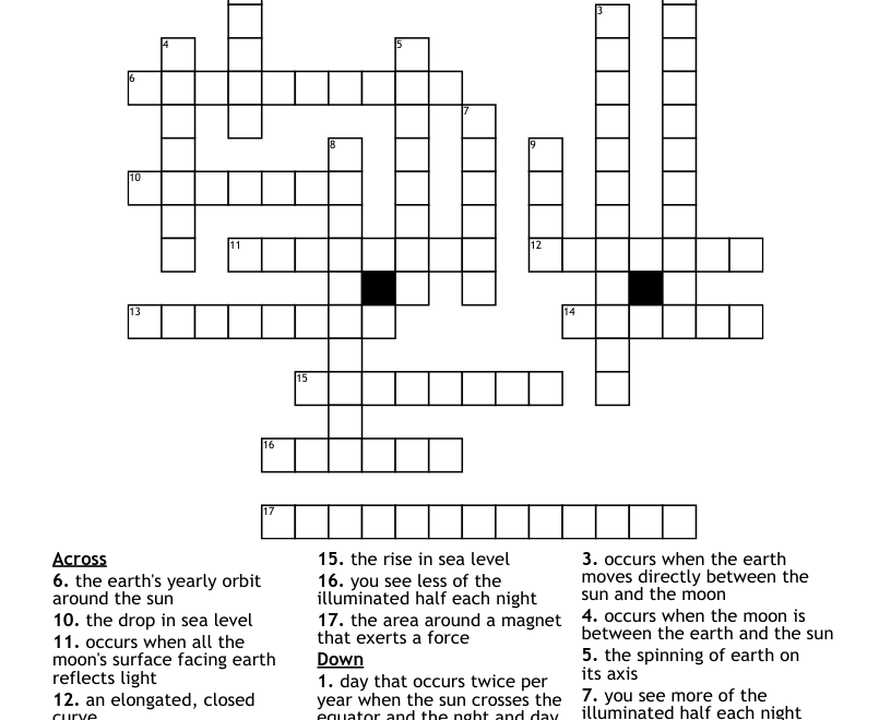 Earth Science Crossword Puzzle WordMint