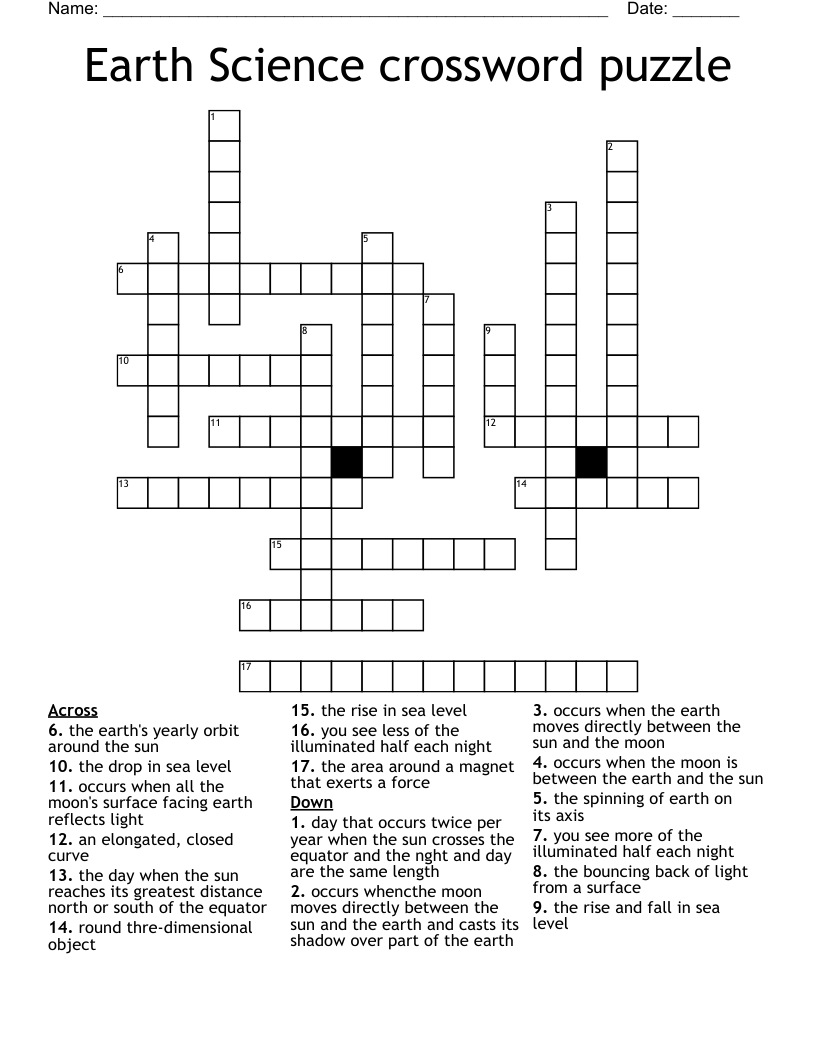 Earth Science Crossword Puzzle WordMint Earth Science Crossword Puzzle WordMint