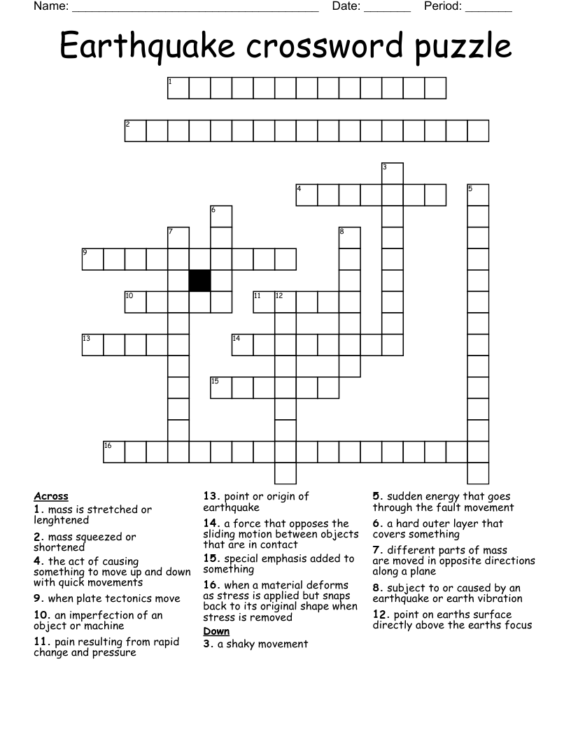 Earthquake Crossword Puzzle WordMint Earthquake Crossword Puzzle WordMint