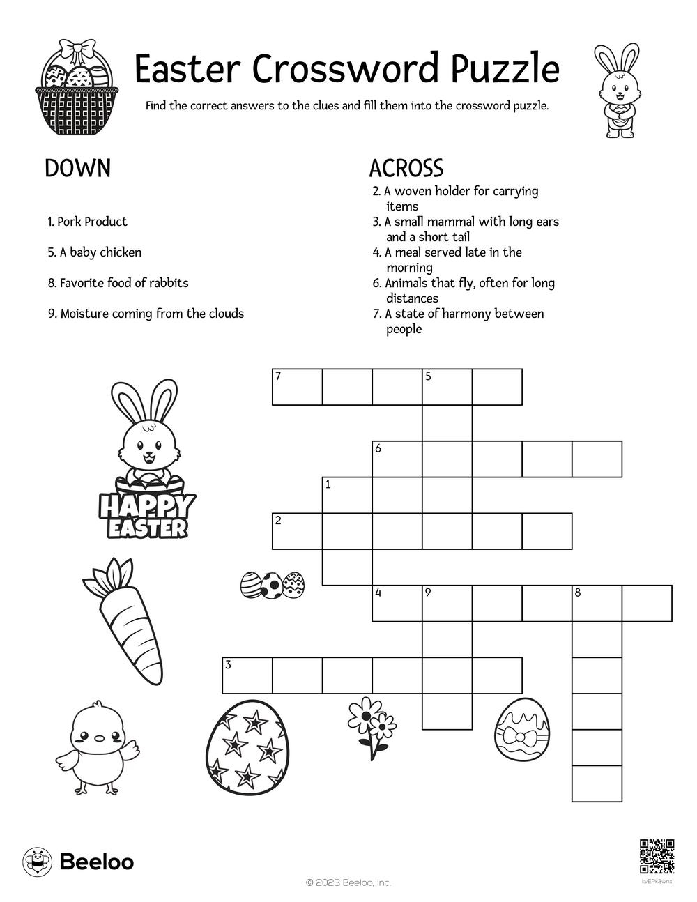 Easter Crossword Puzzle Beeloo Printable Crafts And Activities For Kids
