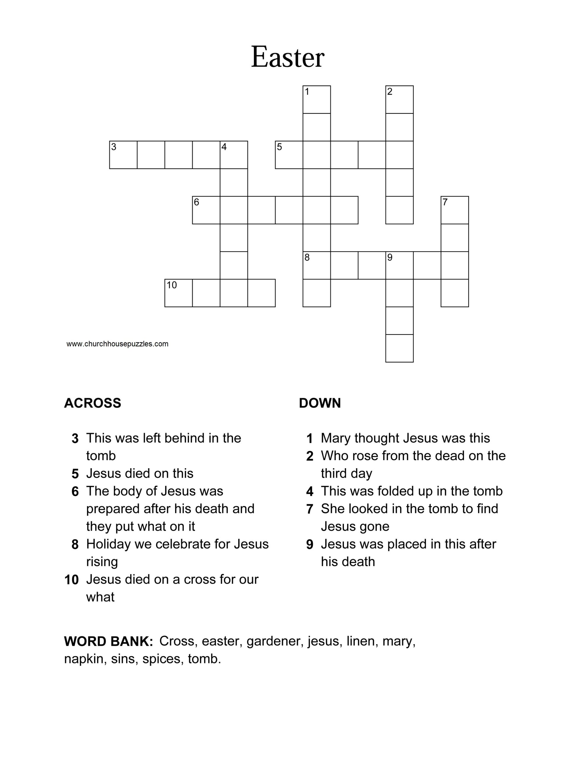 Easter Crosswords Printable Free Easter Crosswords Printable Free