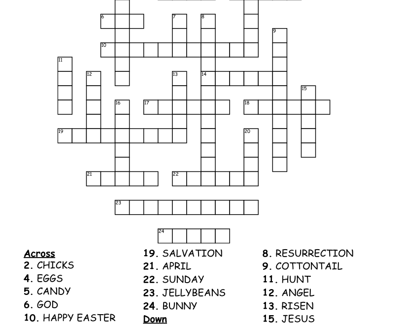 Easter Fill In Crossword WordMint