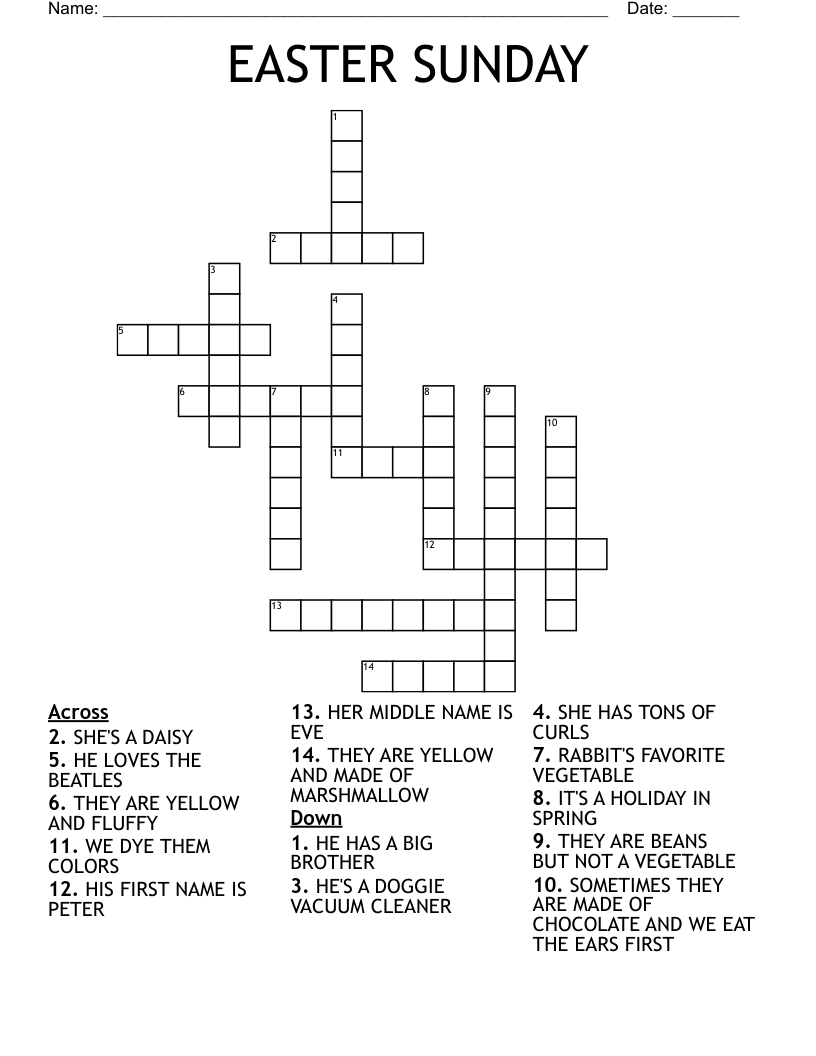 EASTER SUNDAY Crossword WordMint