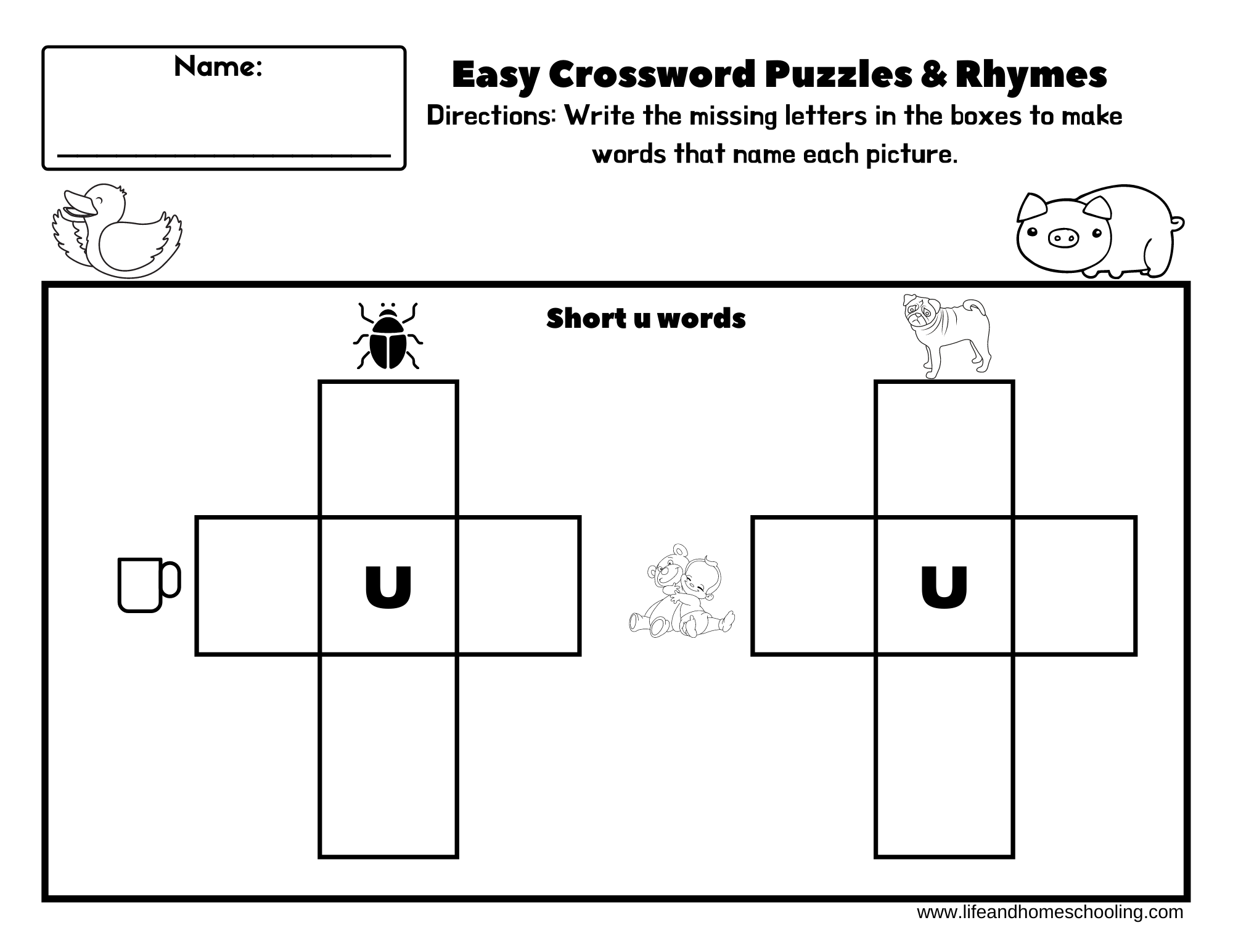 Easy Crossword Puzzles cvc Rhymes Made By Teachers Easy Crossword Puzzles cvc Rhymes Made By Teachers