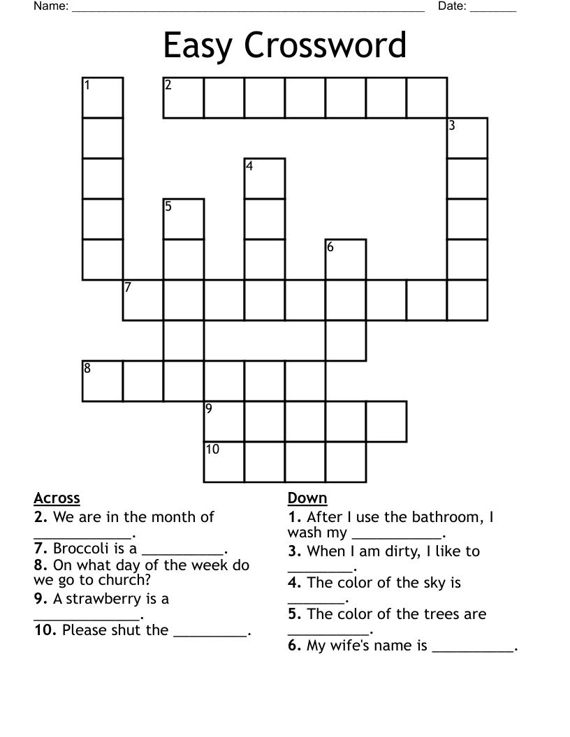 Easy Crossword WordMint Easy Crossword WordMint
