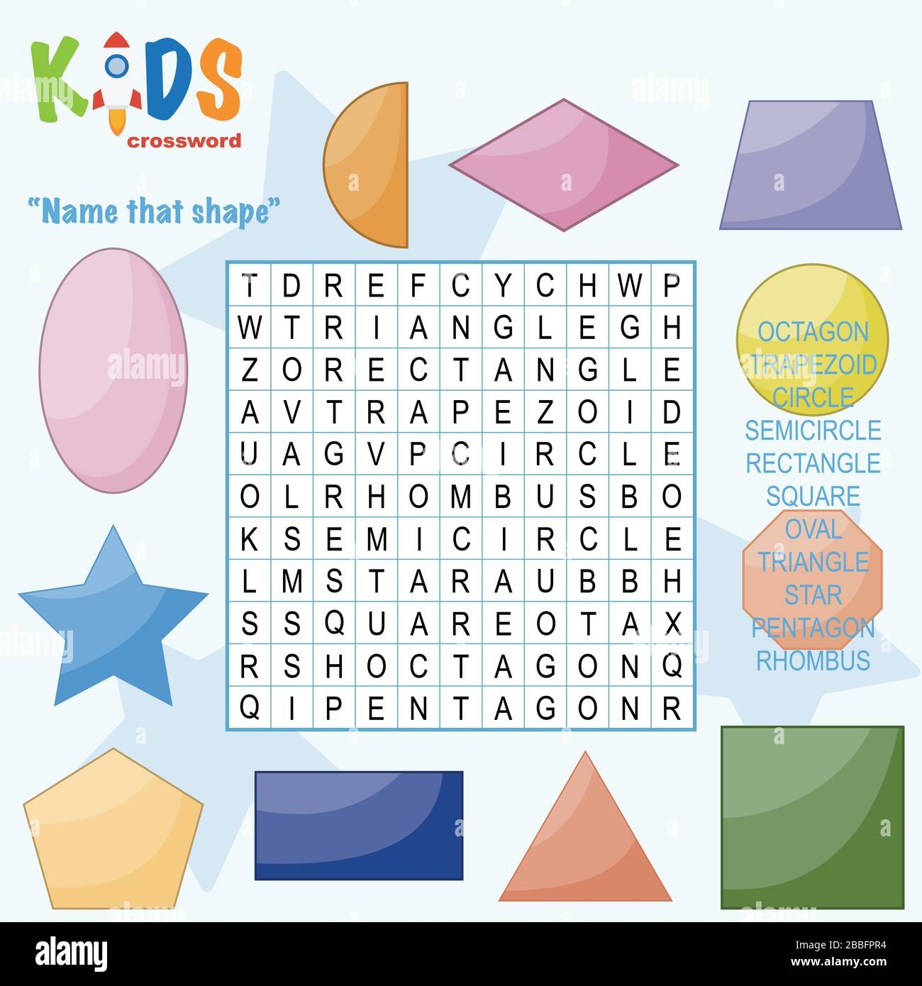 Easy Word Search Crossword Puzzle Name That Shape For Children In Elementary And Middle School Fun Way To Practice Language Comprehension And Expa Stock Vector Image Art Alamy
