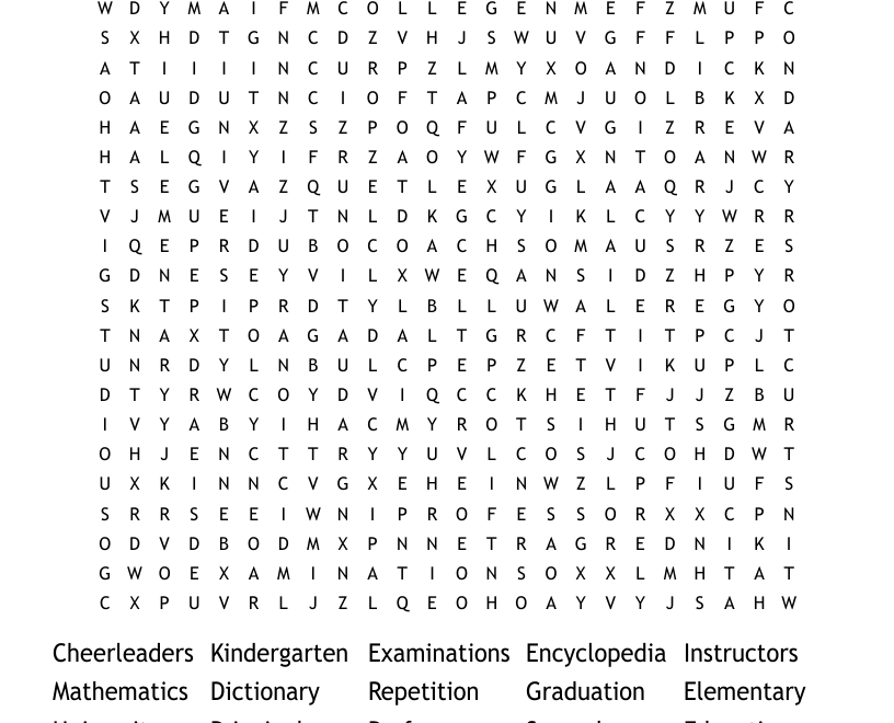 Education Word Search WordMint