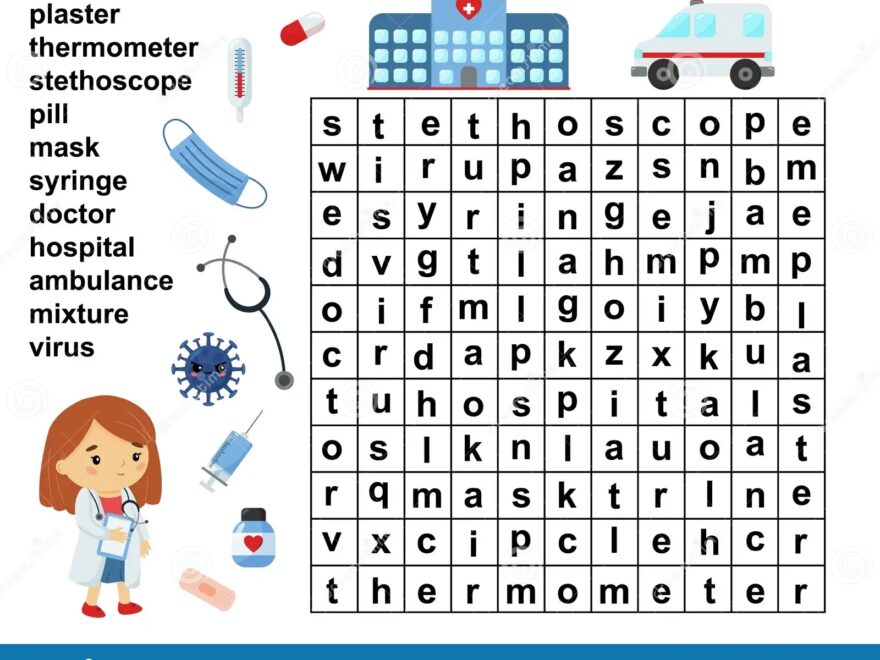 Educational Word Search Game Crossword For Children Stock Vector Illustration Of Educational Ambulance 185072048