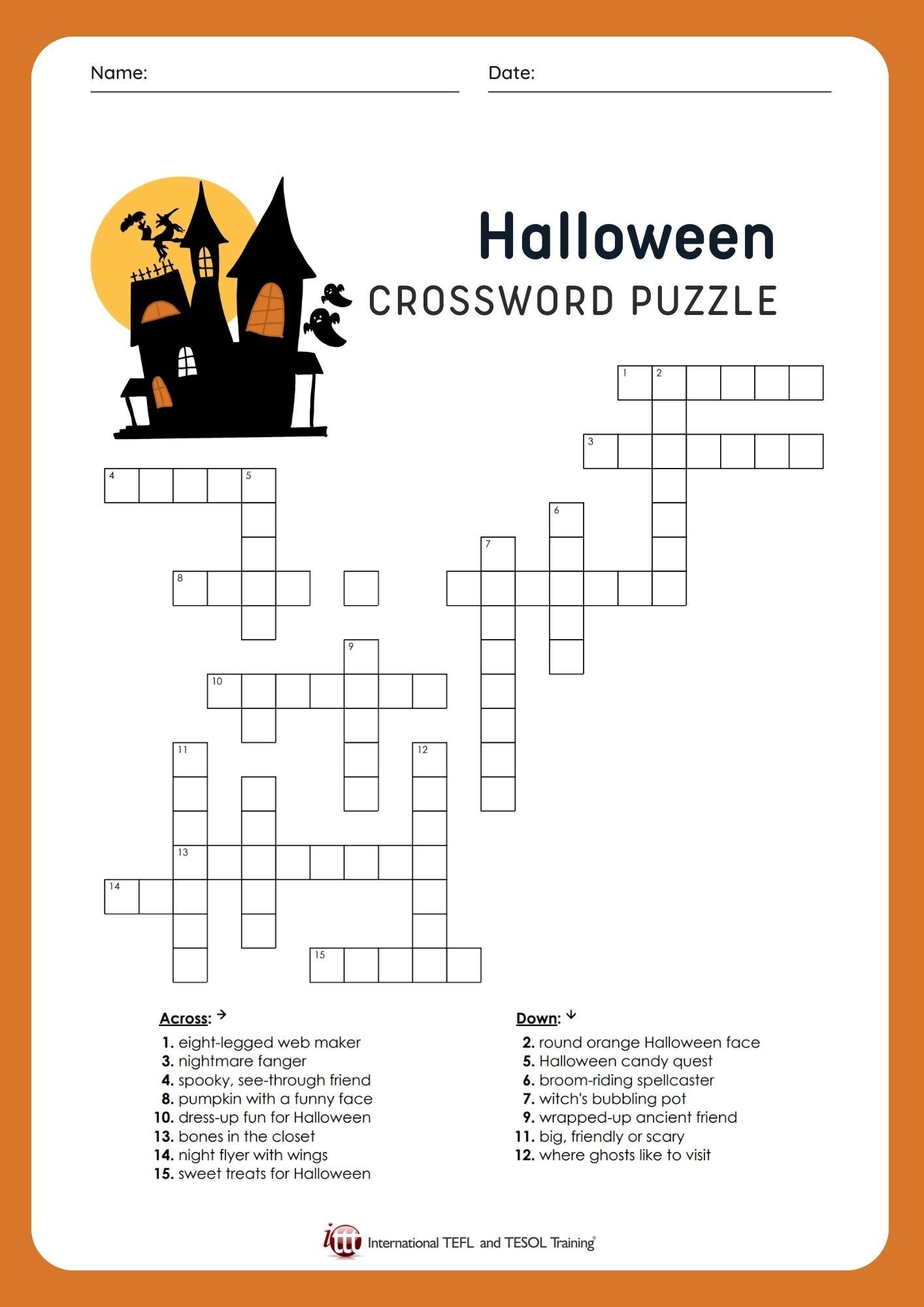 EFL Halloween Vocabulary Crossword Puzzle ITTT EFL Halloween Vocabulary Crossword Puzzle ITTT