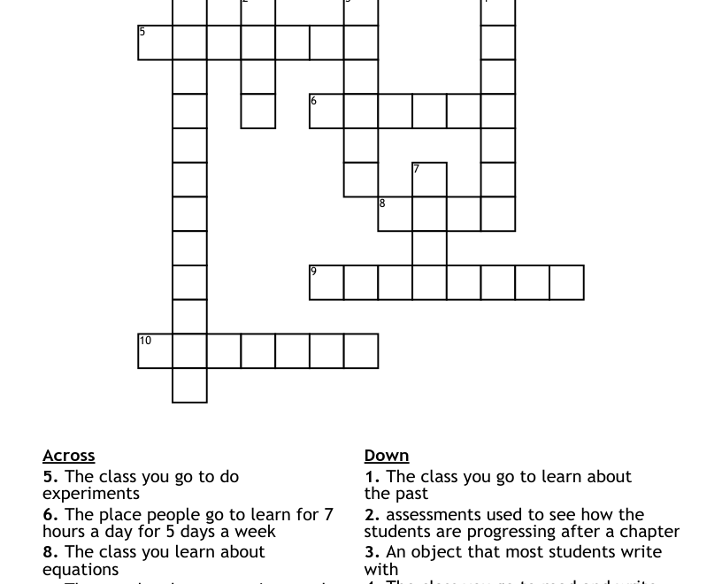 Elementary School Teacher Crossword WordMint