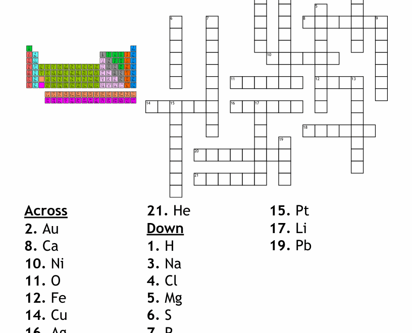 Elements Crossword WordMint