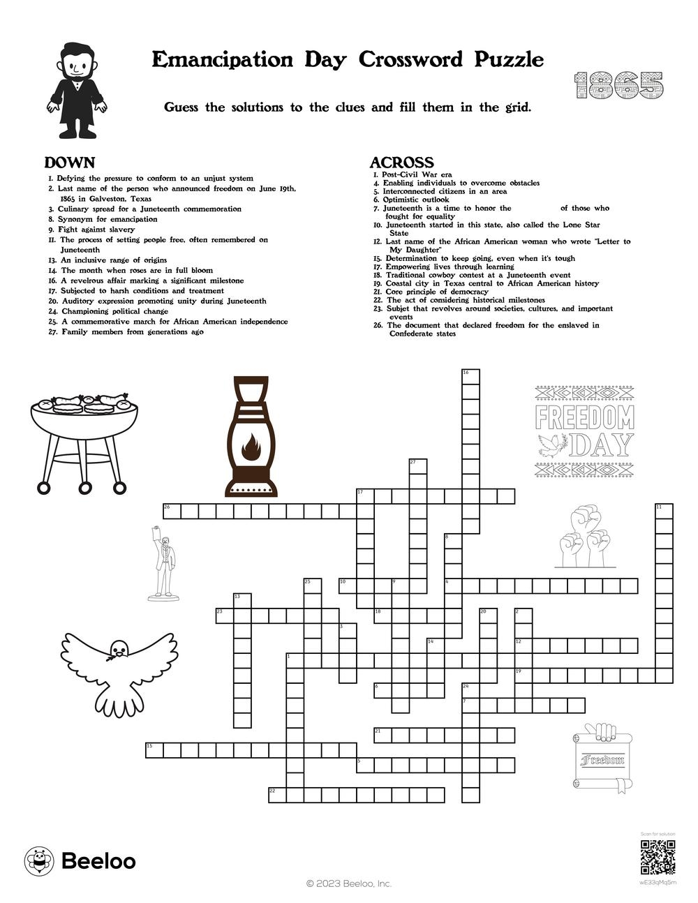 Emancipation Day Crossword Puzzle Beeloo Printable Crafts And Activities For Kids Emancipation Day Crossword Puzzle Beeloo Printable Crafts And Activities For Kids