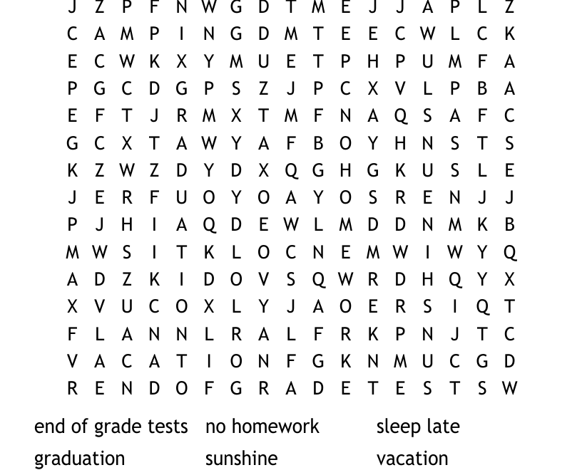 End Of Year Crossword Word Search WordMint