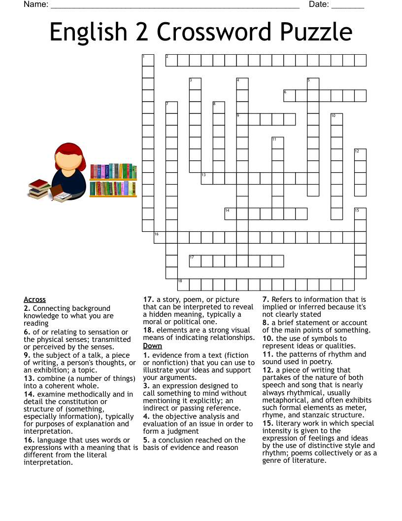 English 2 Crossword Puzzle WordMint English 2 Crossword Puzzle WordMint