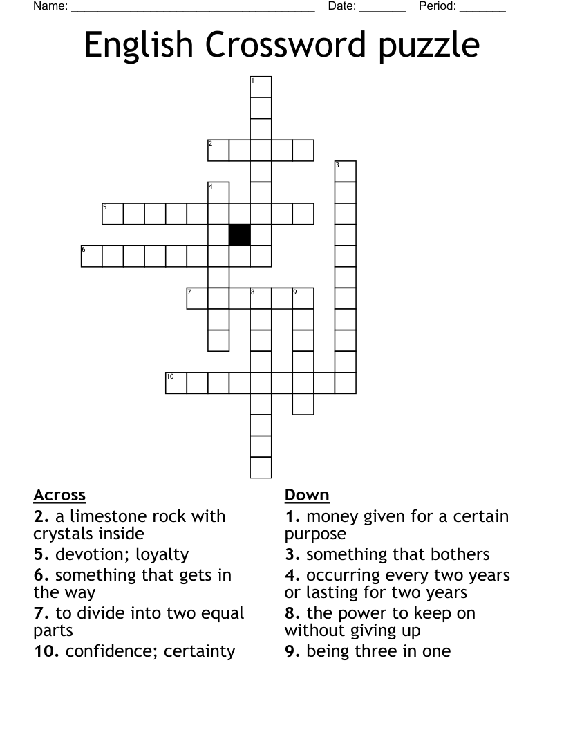 English Crossword Puzzle WordMint English Crossword Puzzle WordMint