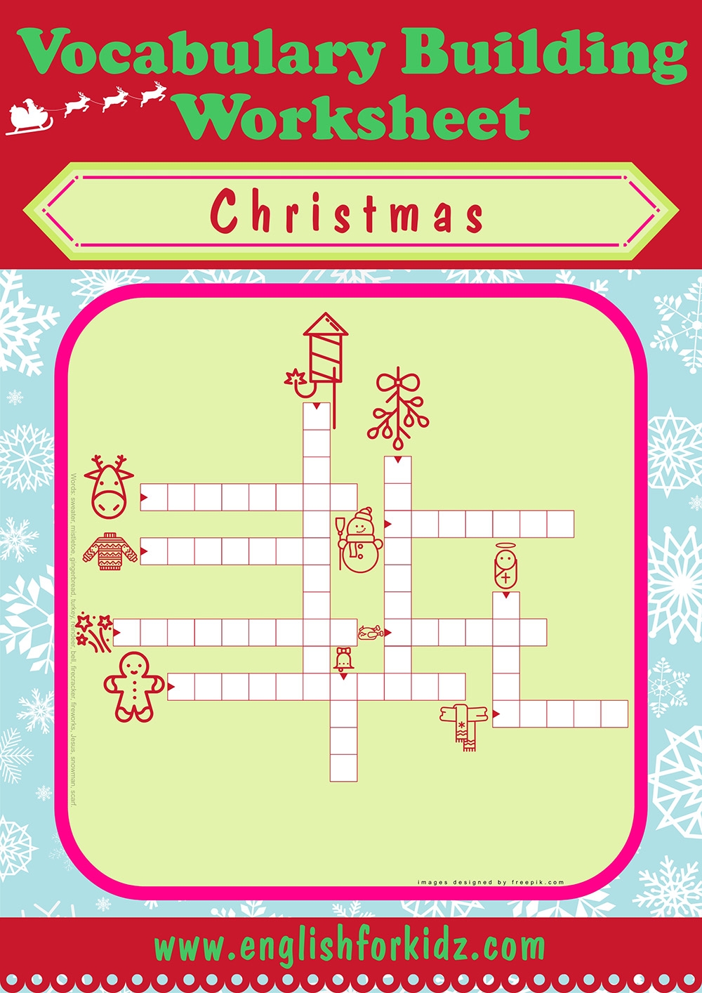 English For Kids Step By Step Christmas Worksheets Crossword Puzzles English For Kids Step By Step Christmas Worksheets Crossword Puzzles