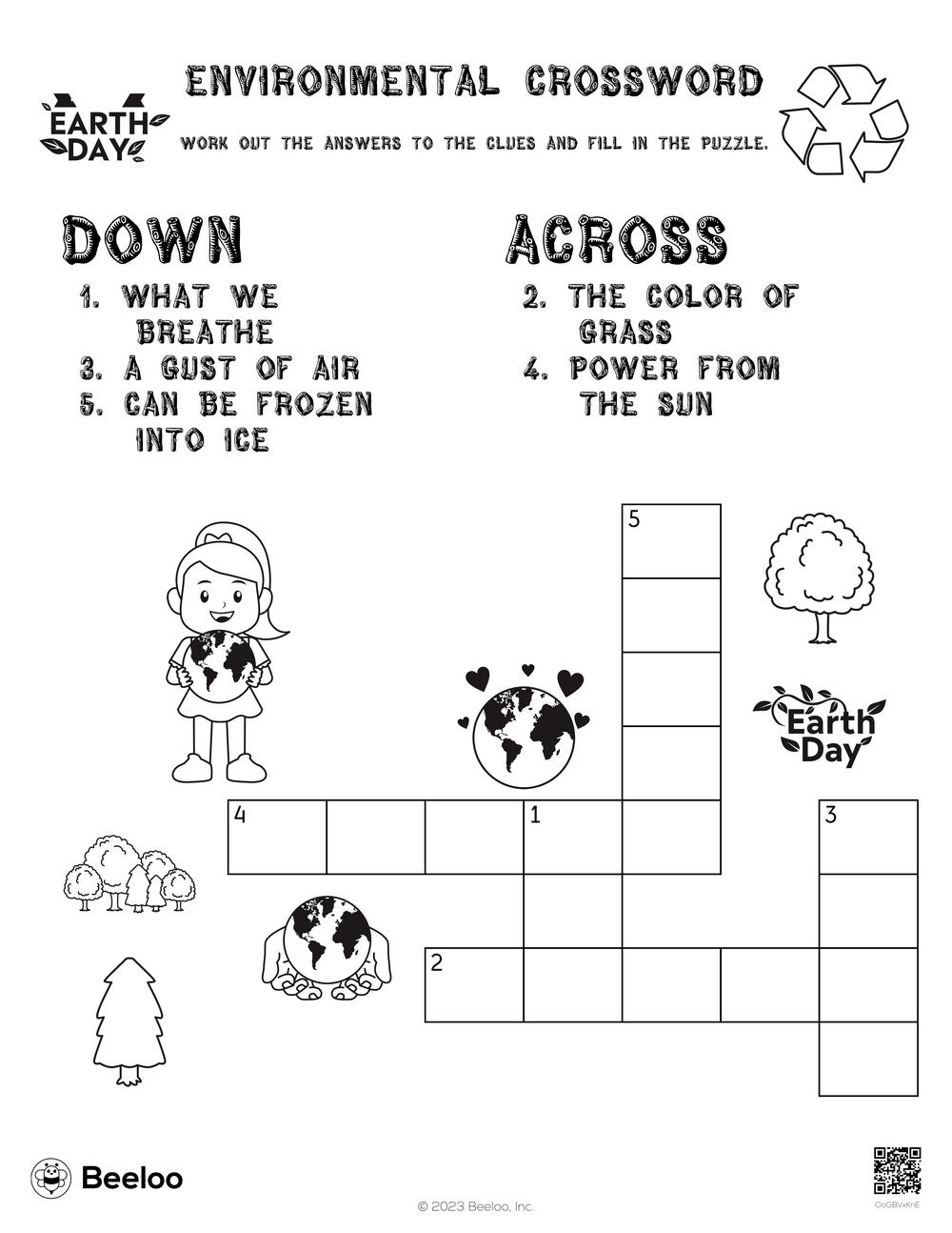 Environmental Crossword Beeloo Printable Crafts And Activities For Kids