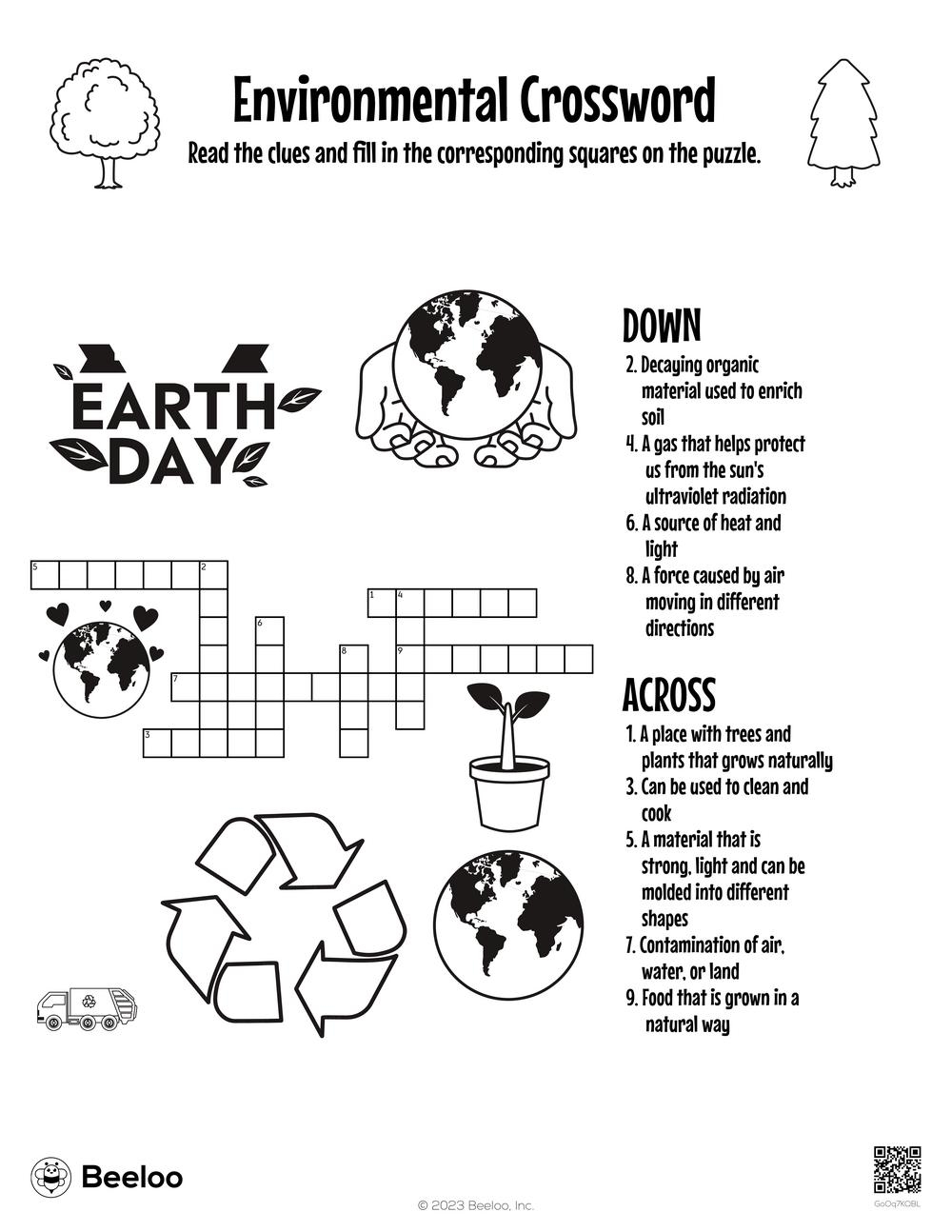Environmental Crossword Beeloo Printable Crafts And Activities For Kids